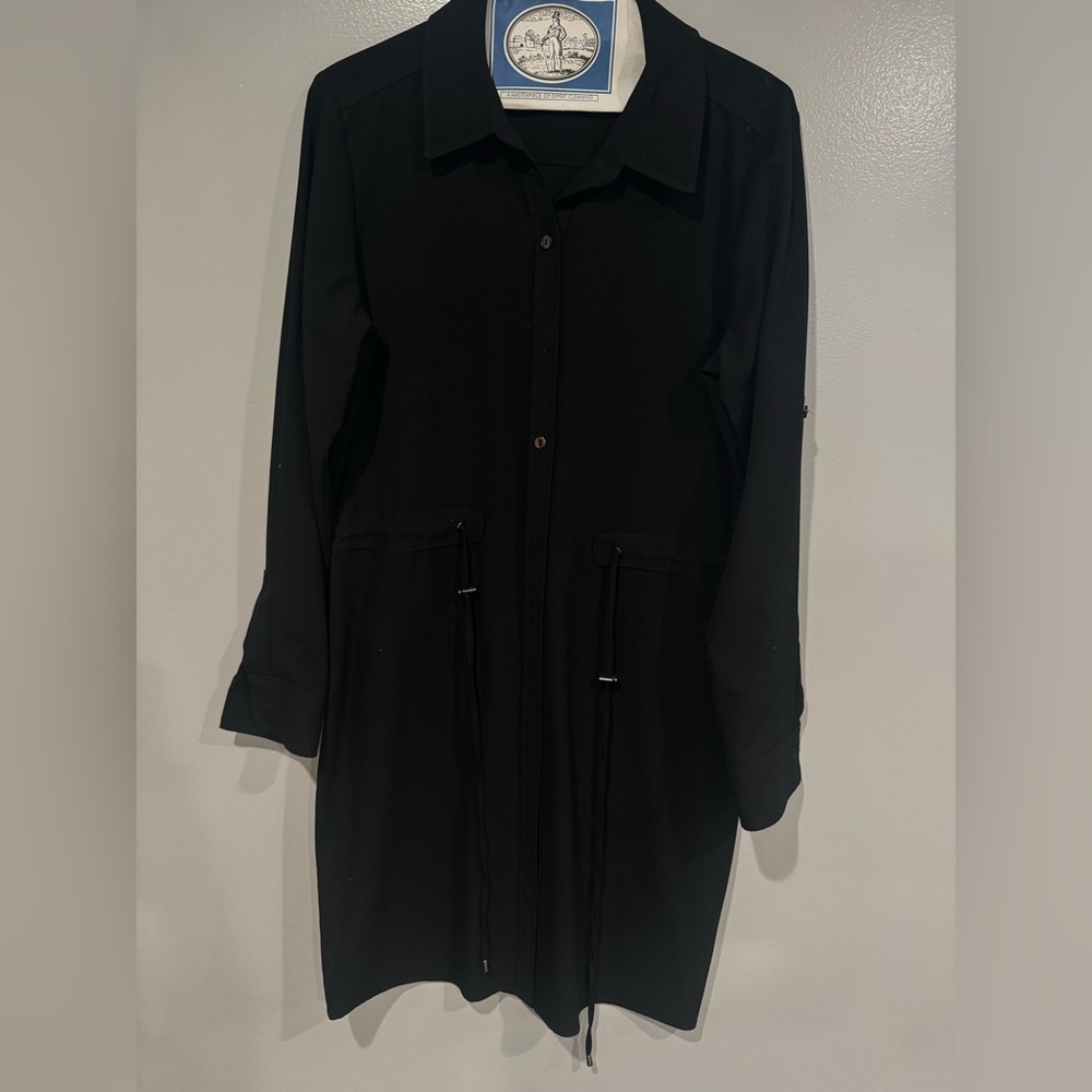 Calvin Klein Black Longline Trench Coat
